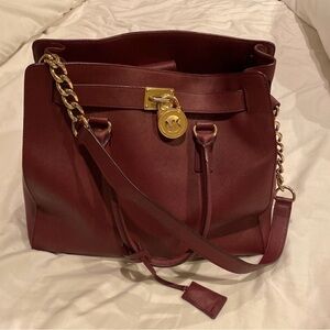 Michael Kors Burgundy Tote with Gold Chain